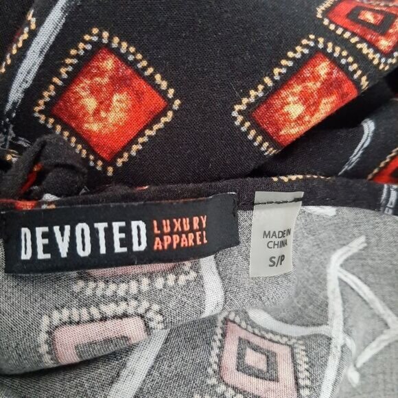 DEVOTED Boho Lace Trim & Back Tie Boxy Blouse Black Sz S - Picture 13 of 13